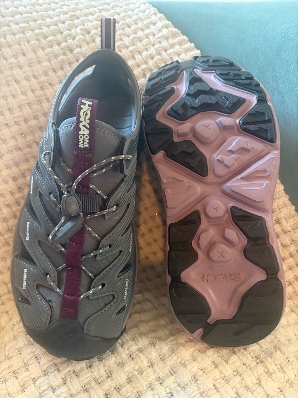 Hoka Hopara Gray and Purple Hiking Sandal Size 8.5
